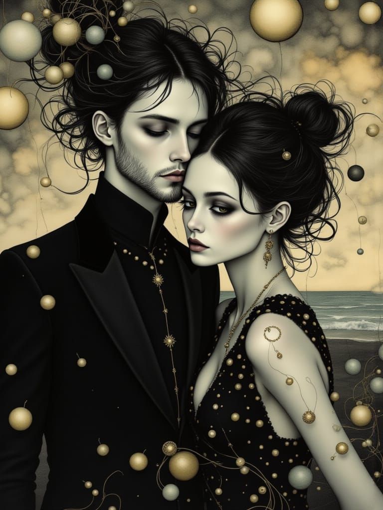 Ethereal Couple in Polka Dot Dreamscapes