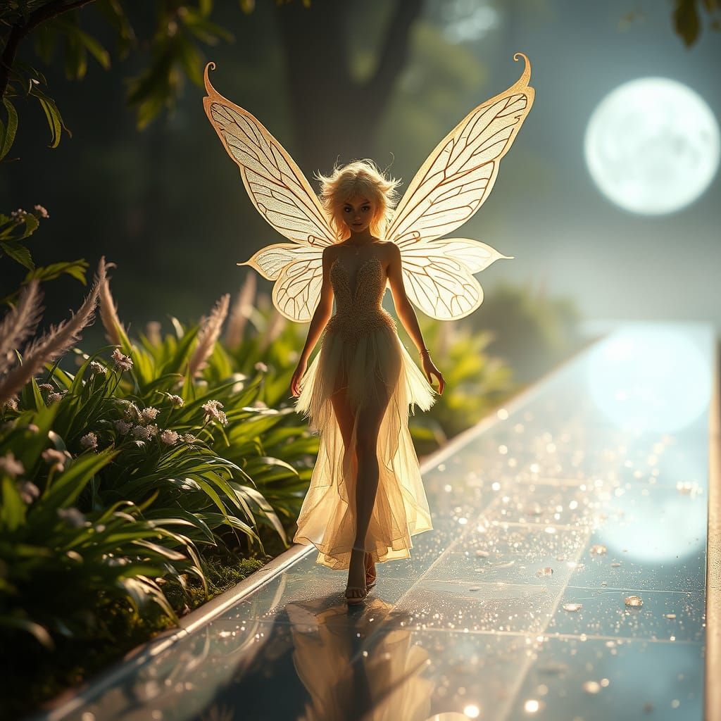 Ethereal Fairy Struts Down Moonlit Catwalk