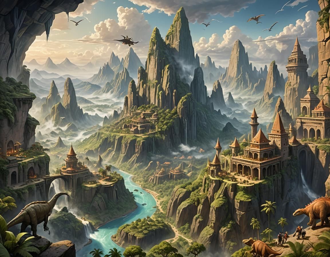 Lost Metropolis of Dinosaur People in the Sky