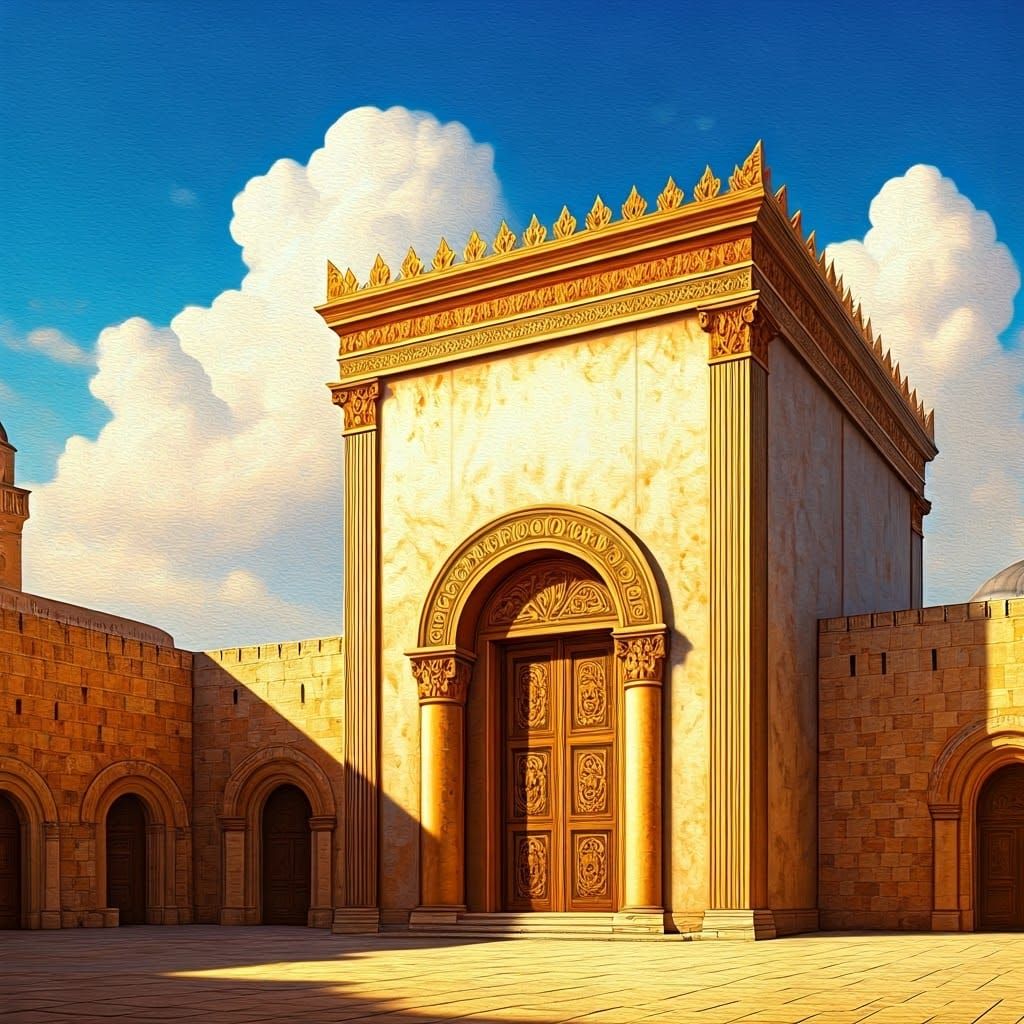 Temple in Jerusalem Radiates Warm Golden Light in Grandiose ...