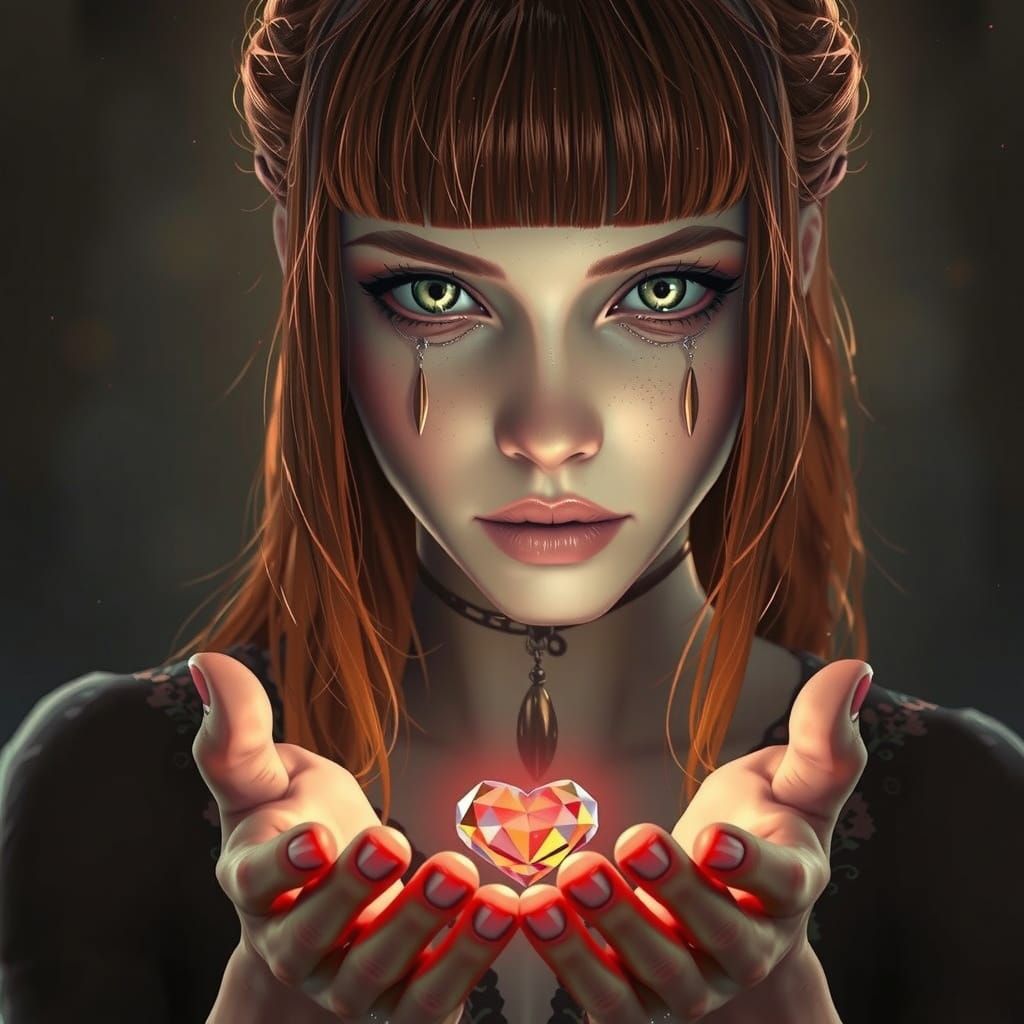 Regal Woman with Crystal Orb in Earthy Medieval Style