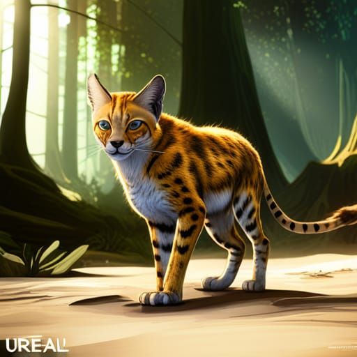 Detailed Serval Matte Painting in Fantasy Style