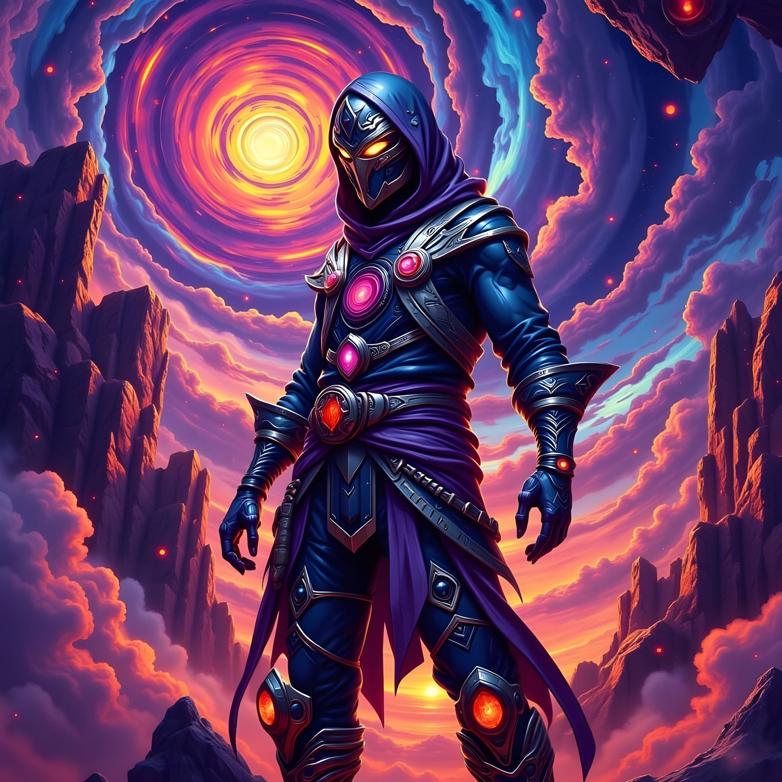 Eson The Searcher Cosmic Portrait in Airbrush Style