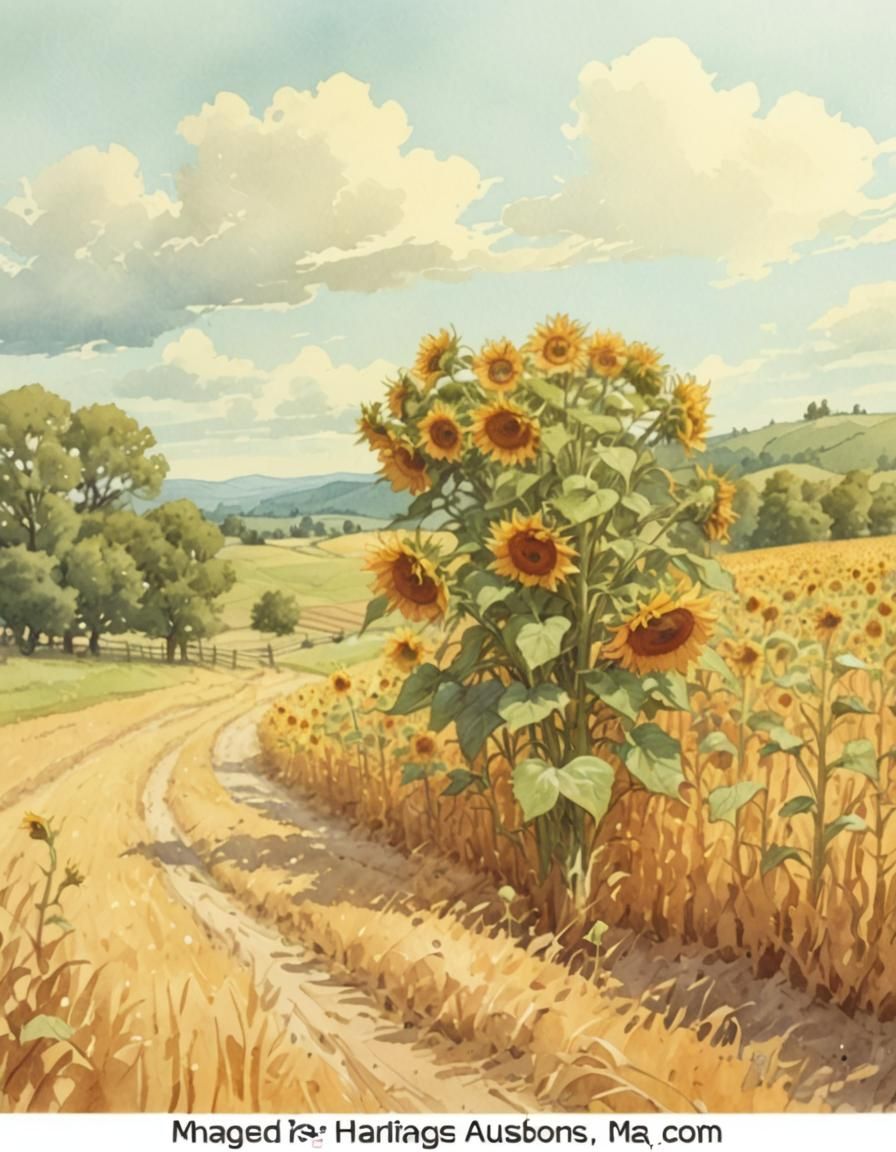 Sunflower Field: Watercolor Comic Book Art