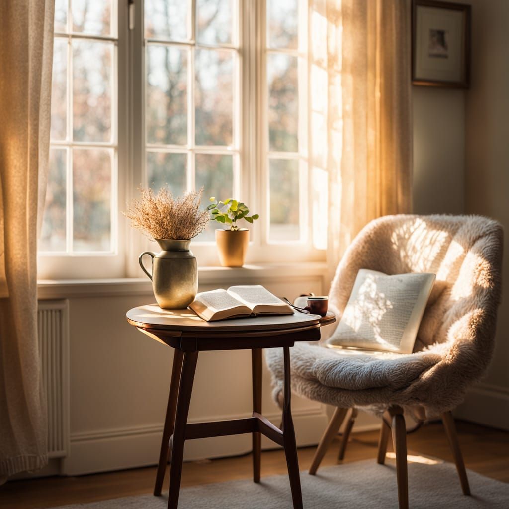 Cozy Afternoon Reading Nook with Soft Light