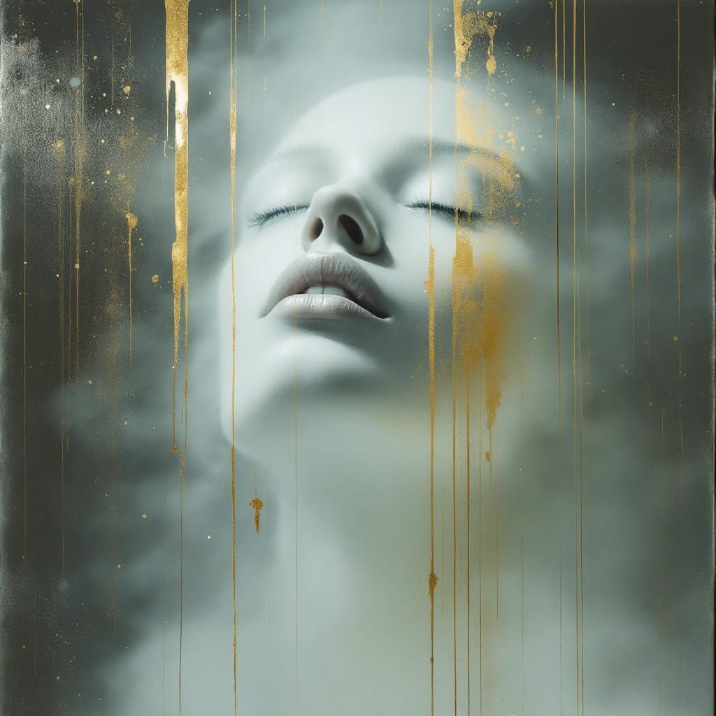 Ghostly Woman's Face in Condensation, Painterly Style