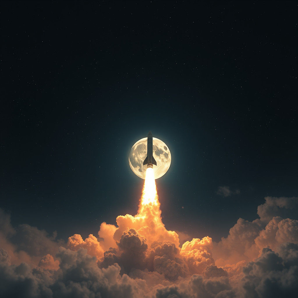 Rocket Impact on Moon: Epic Cinematic Illustration