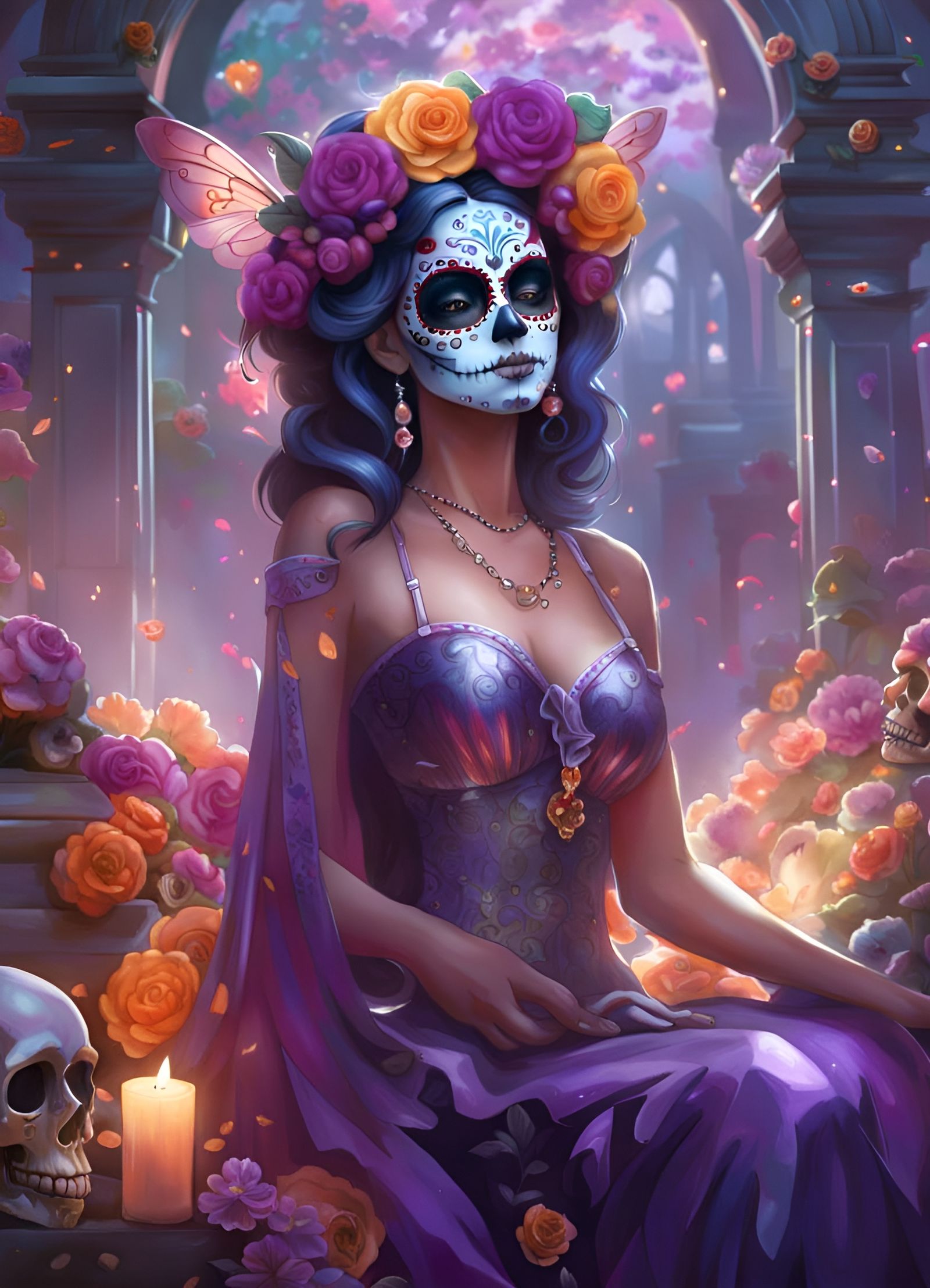 Dia de los Muertos Fairy in Cemetery