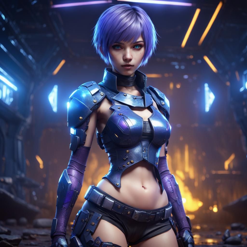 Sci-Fi Anime Girl in Hero Shooter Game, 8K Render