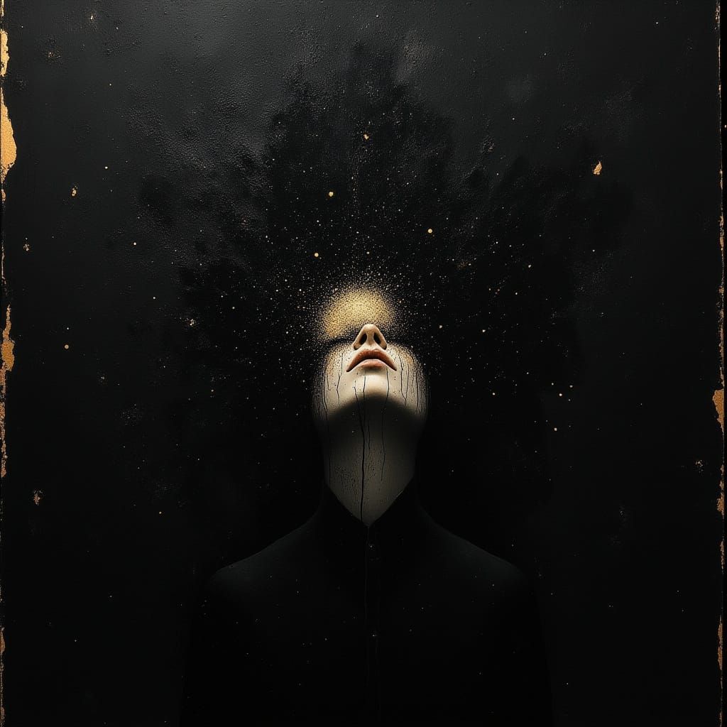 Girl Escaping Darkness in Surreal Oil Painting Style