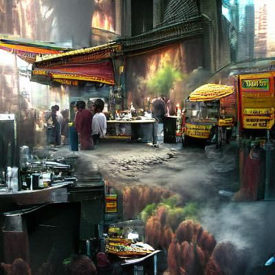 Indian Street Food Stall in Busy Market