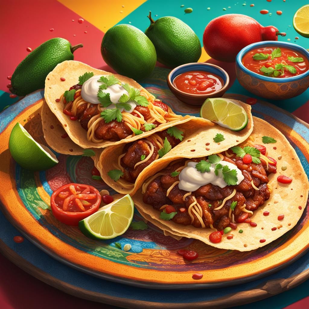 Hyperrealistic Mexican Cuisine in Splash Art Style