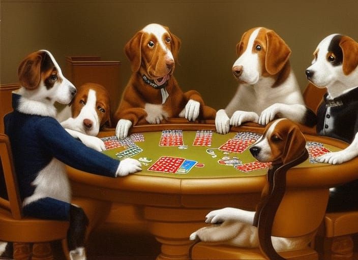 Dogs Playing Poker Game