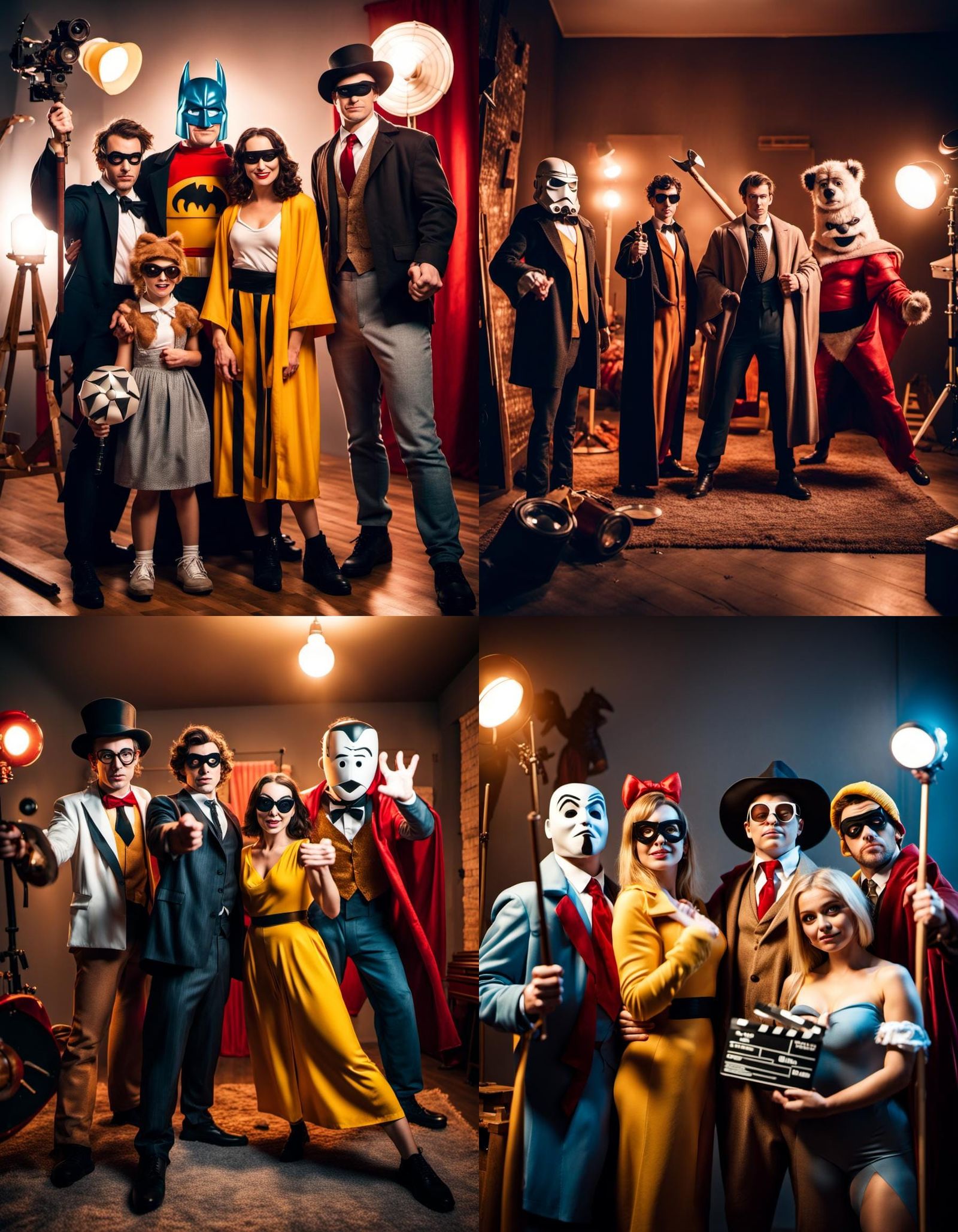 Movie Character Cosplay: Friends Celebrate with Props