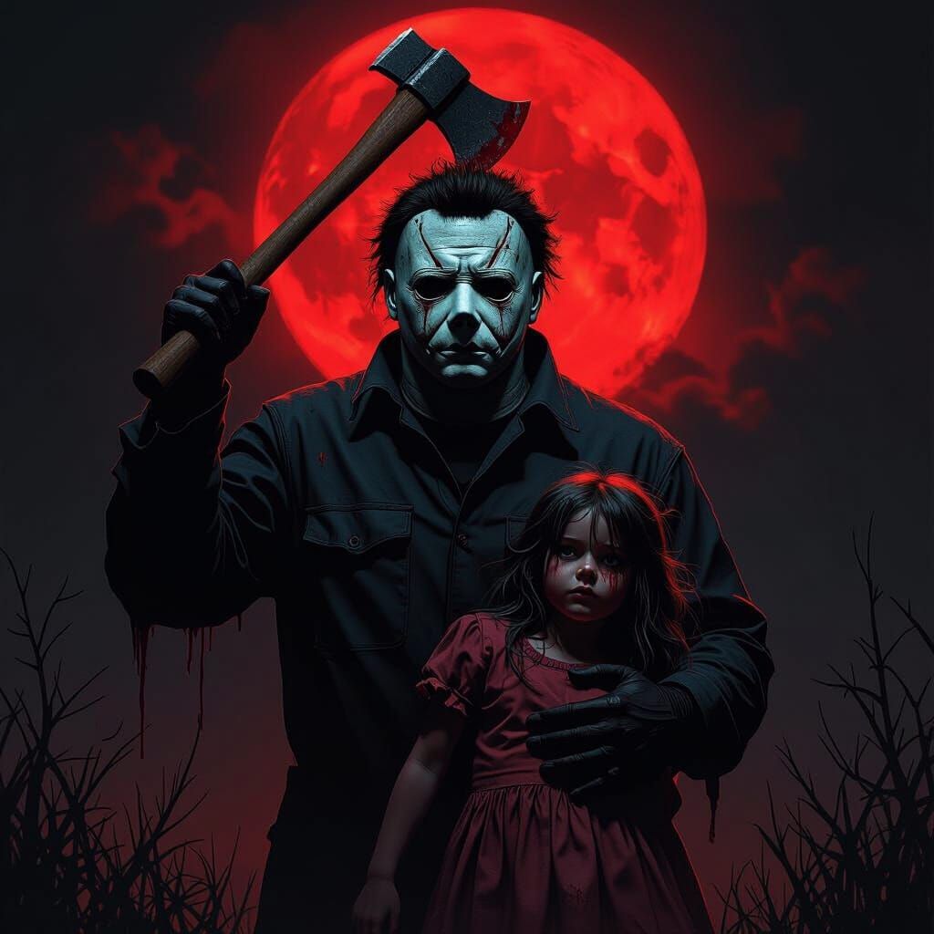 Michael Myers Threatens Child Under Blood Moon