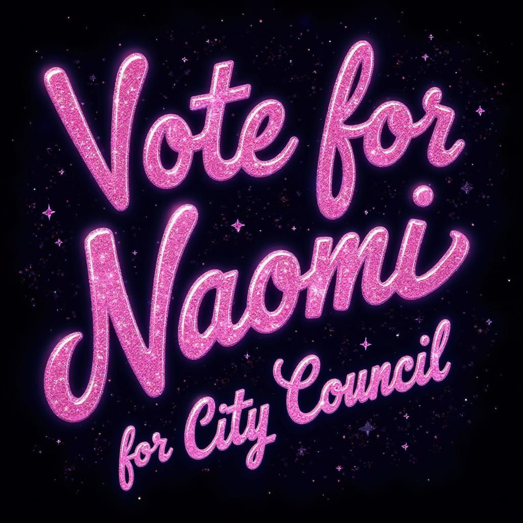 Vibrant Voting Poster with Glittery Cursive Script in Electr...