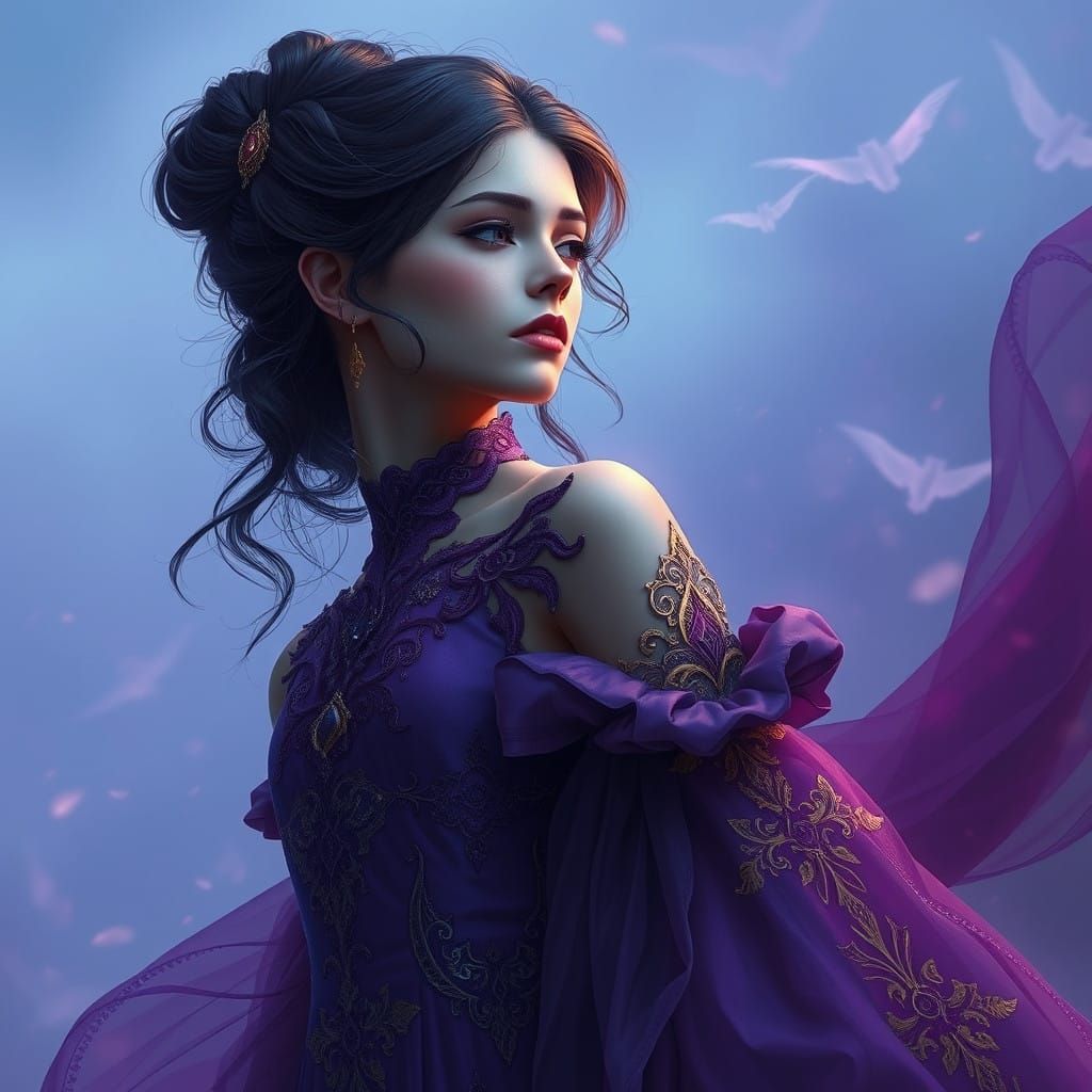 Ethereal Fantasy Goddess Lost in Thought