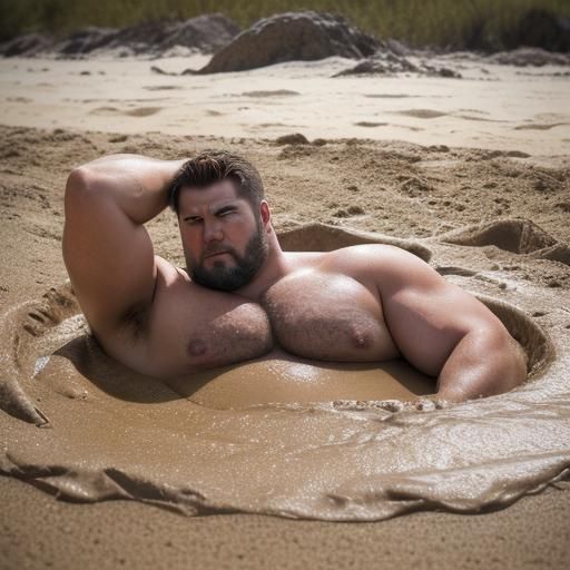 Man Sinking in Quicksand: Professional Photography