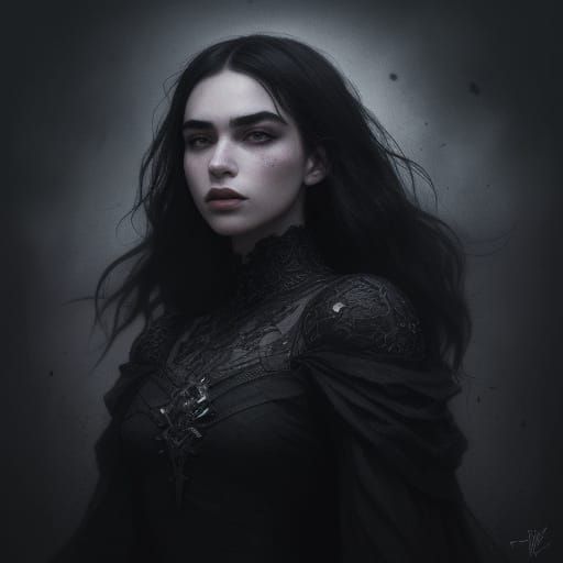 Dramatic Goth Dua Lipa in Vibrant, Hyper-Realistic Splendor