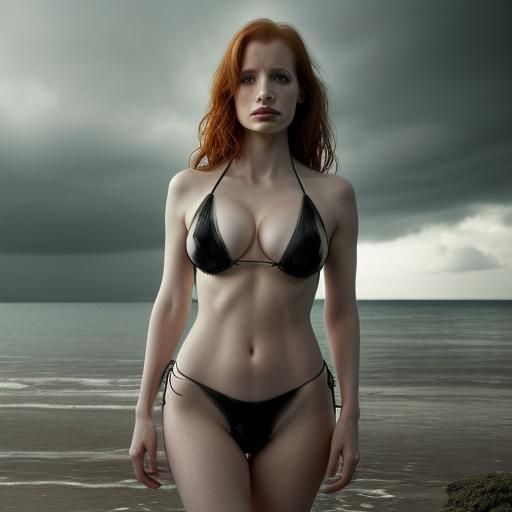 Jessica Chastain in See-Through Bikini: Hyperrealistic Full ...