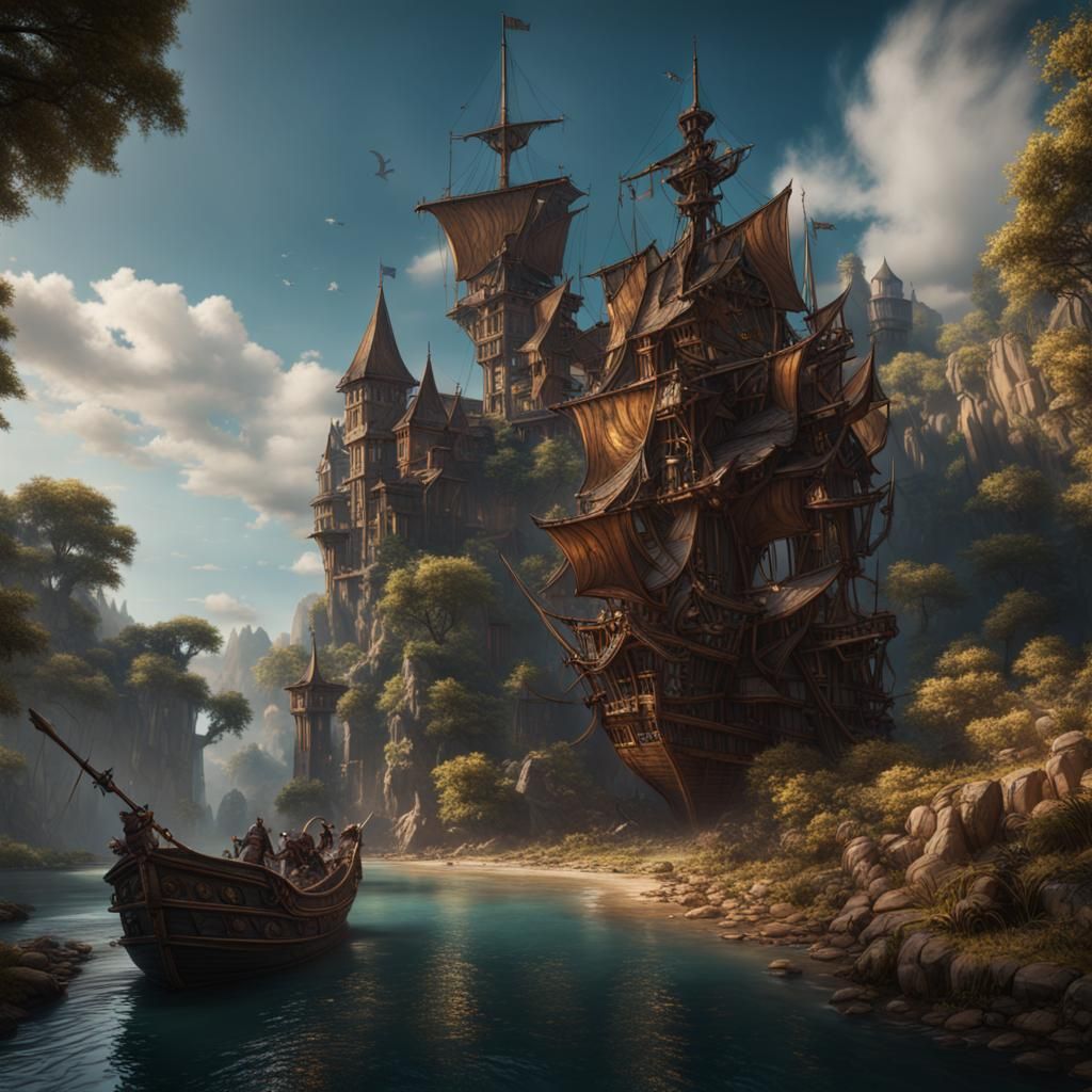 Detailed Medieval Pirate Matte Painting