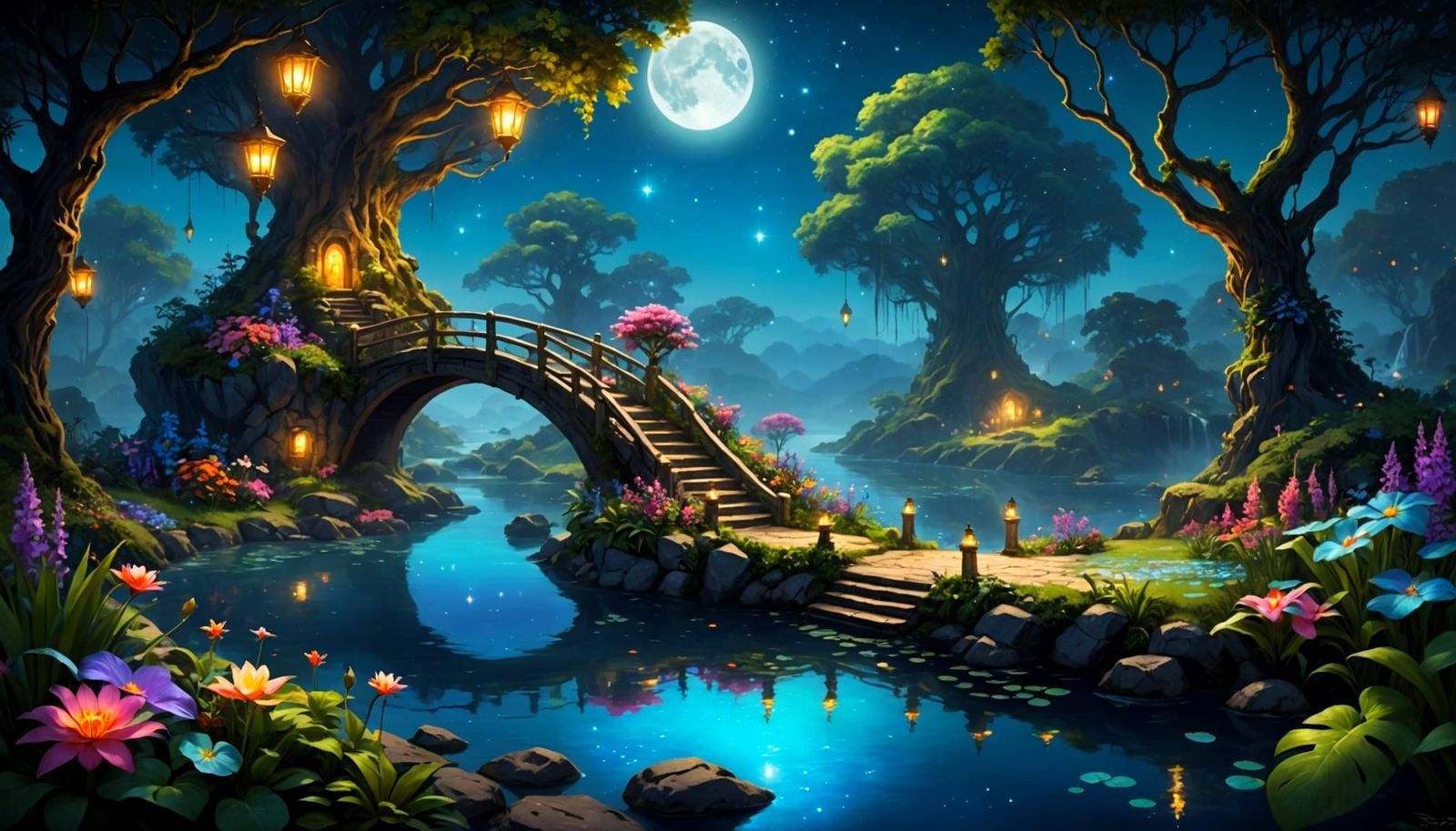 Floating Island Garden Oasis in Dreamlike Digital Painting