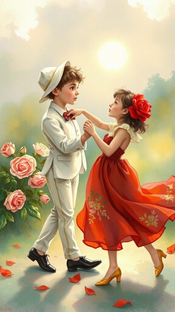 Dancing Roses in Arthur Rackham Style