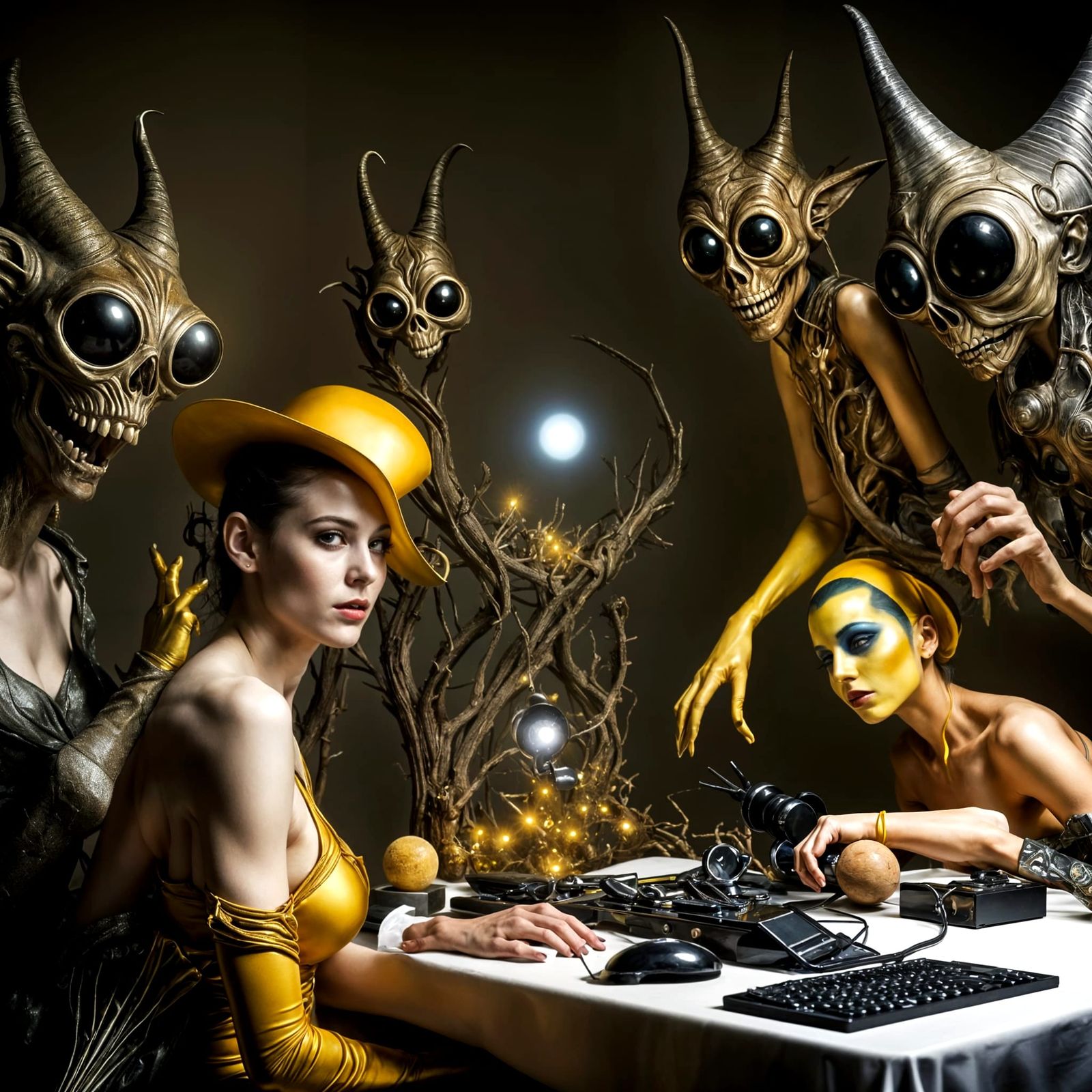 Extravagant Alien Characters in Bizarre Cosmic Dreamscape