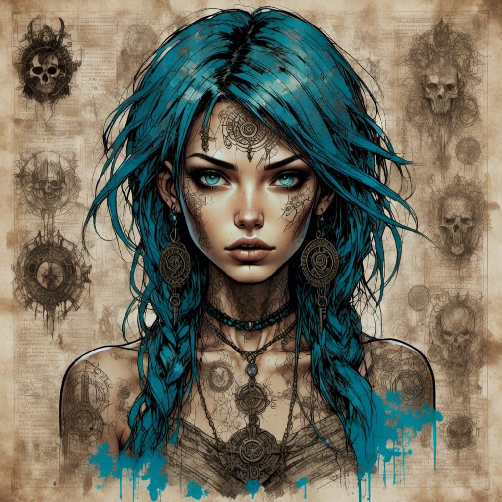 Alchemist Witch Concept Art with Runes