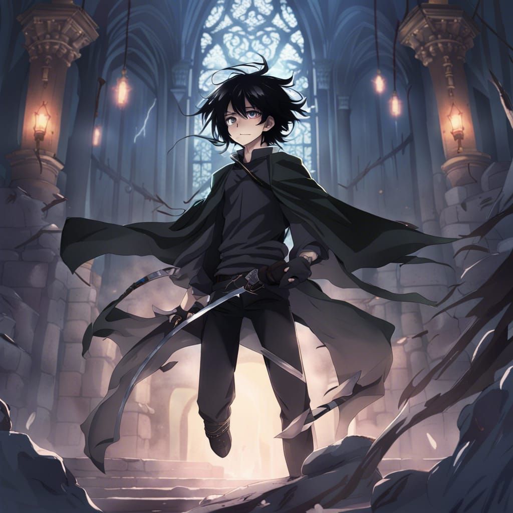 Depressed Teenager with Magic Power in Anime Style