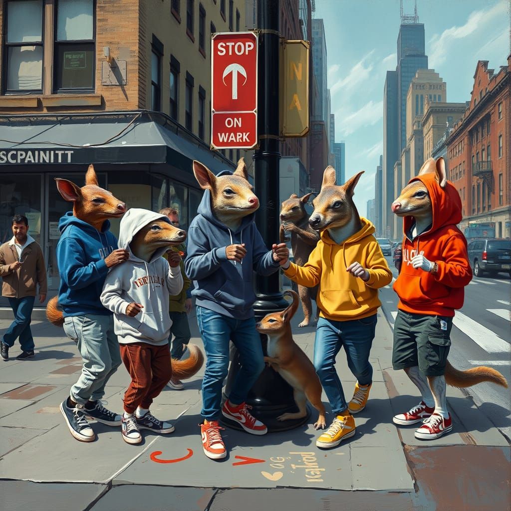 Mystical Creatures Unite in Whimsical NYC Street Scene