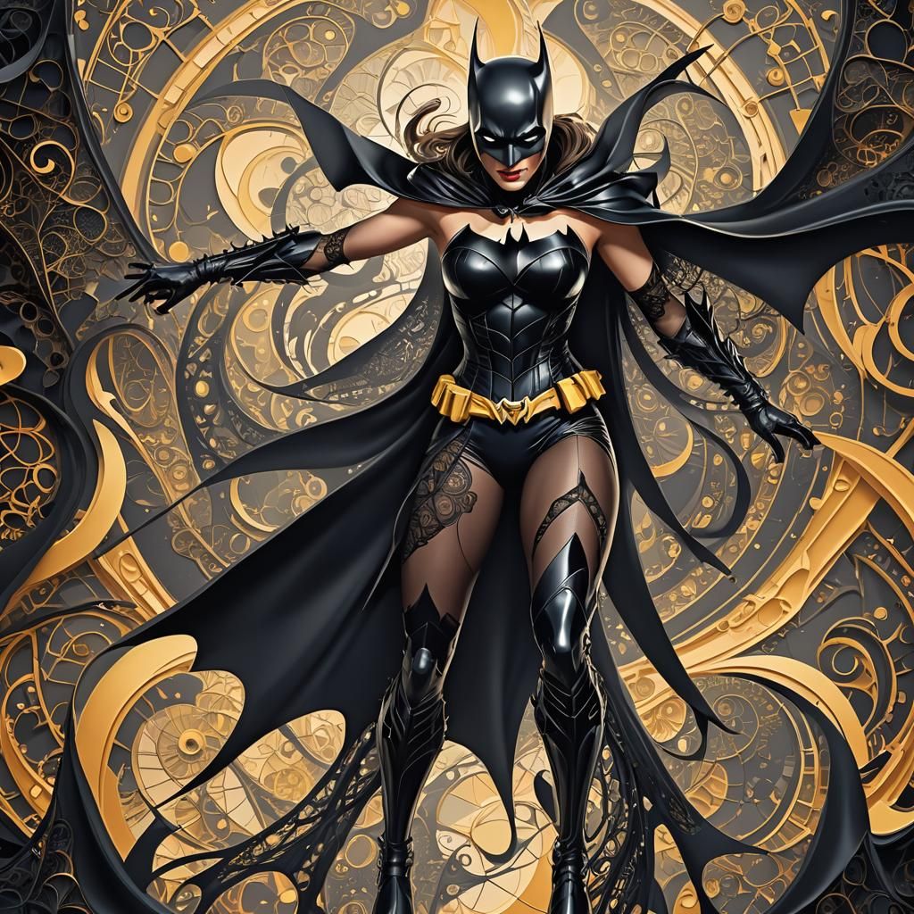 Batman Woman Chasing Crook in Fractal Design