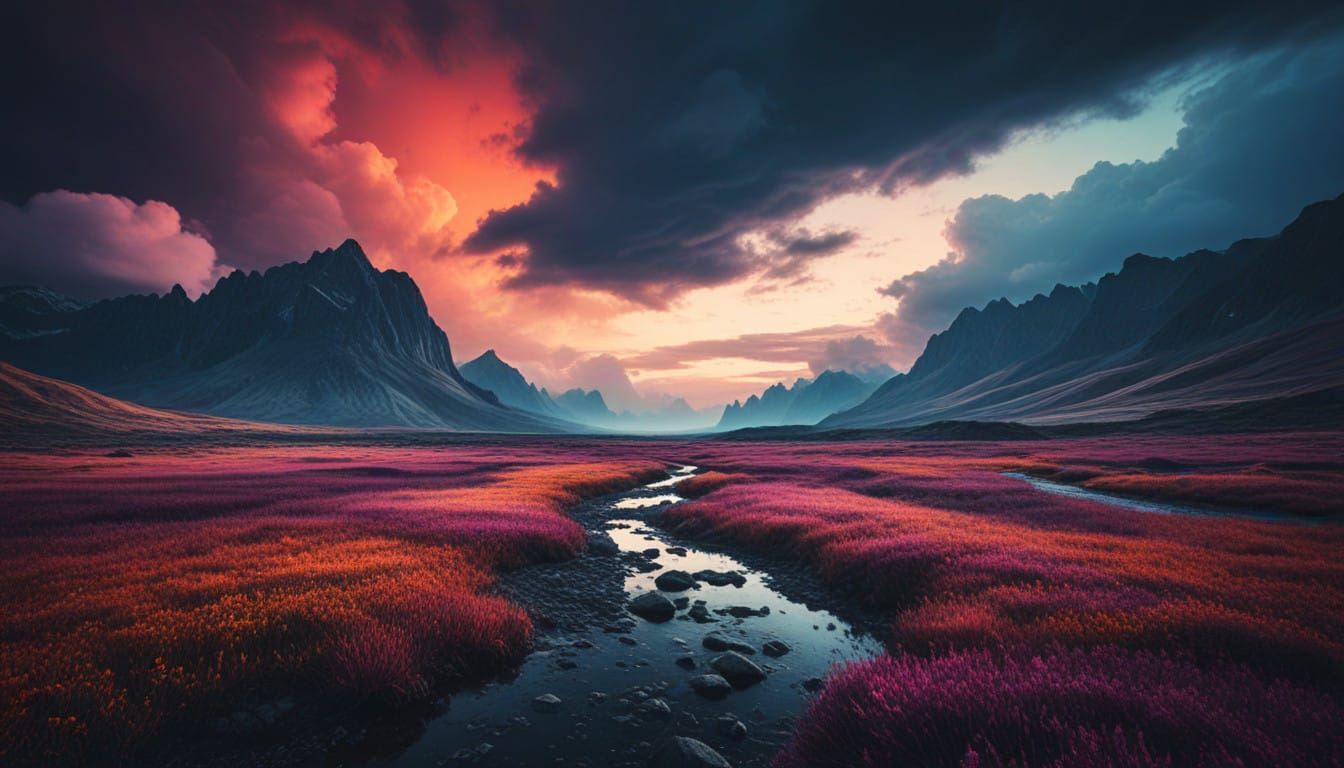 Surreal Landscape with a Pathway to the Serene Waters