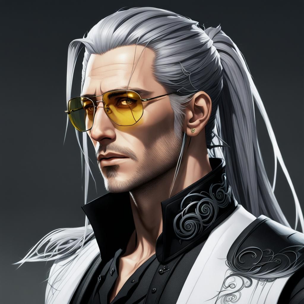 Sephiroth Portrait in Modern Clothing, Detailed Art