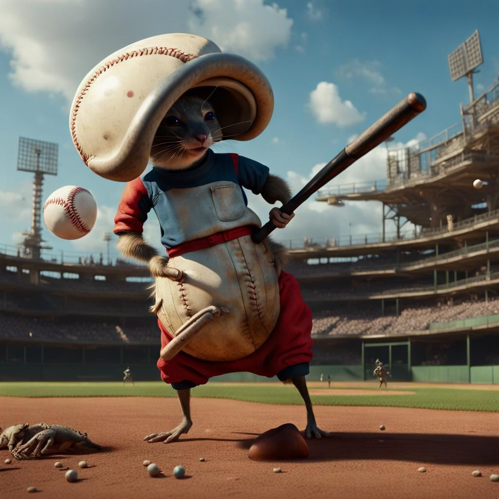 Mouse-like Aliens Play Baseball in Sci-Fi Style