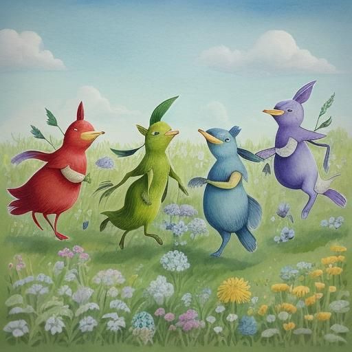 Joyful Vegetable Dance in Folk Art Style