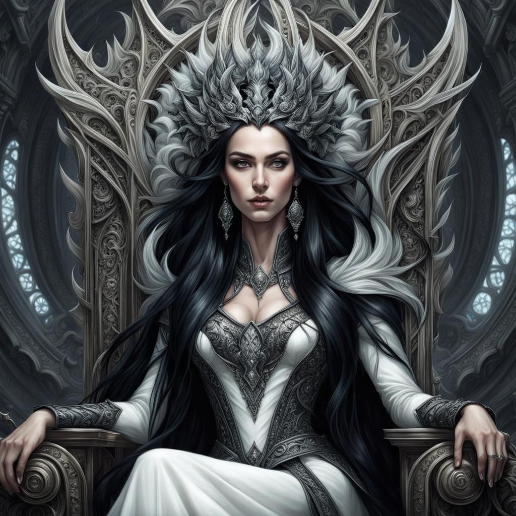 Goddess Hel on Helheim Throne: Surreal Digital Art