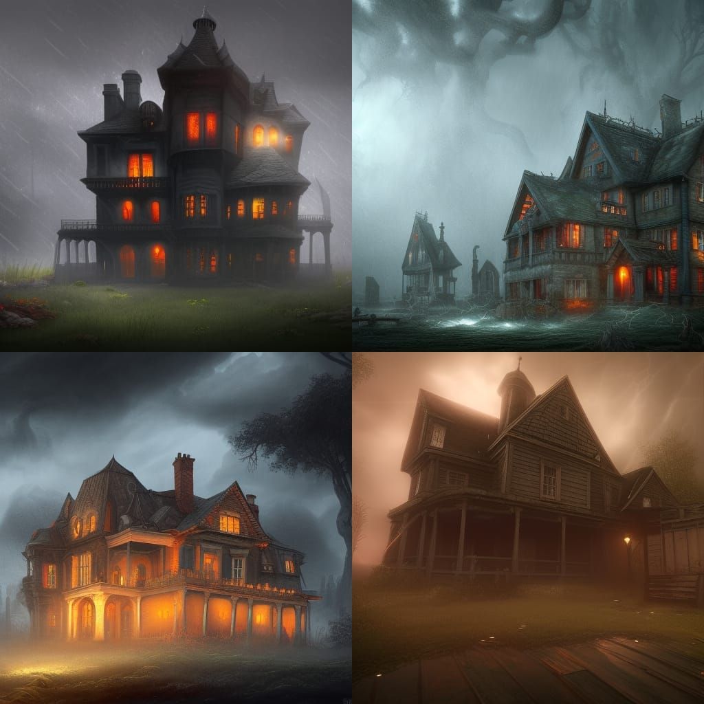 Haunted House in a Storm: Detailed Matte Painting
