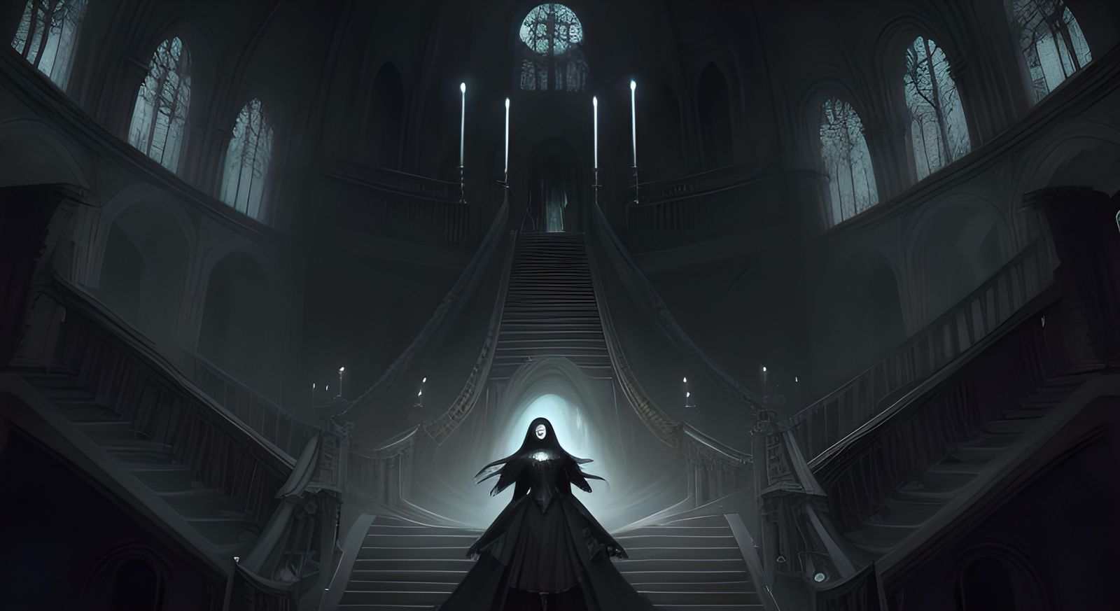 Gothic Princess in Impossible Penrose Stair Labyrinth