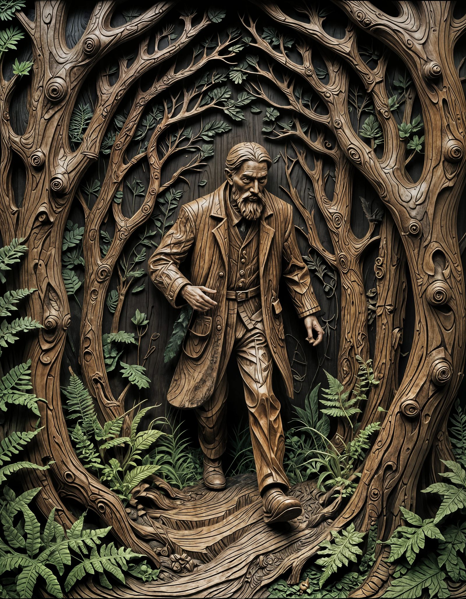 Elegant Smooth Cut Wood Carving