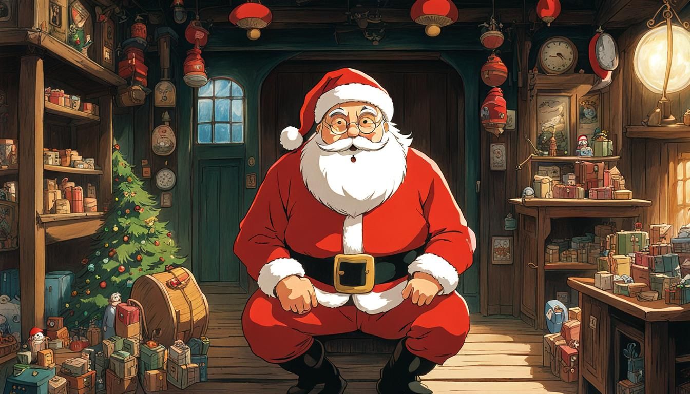 Santa Claus in Studio Ghibli Anime Style