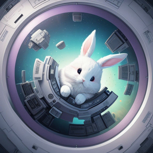 Whimsical Bunny Soars in Cosmic Vessel