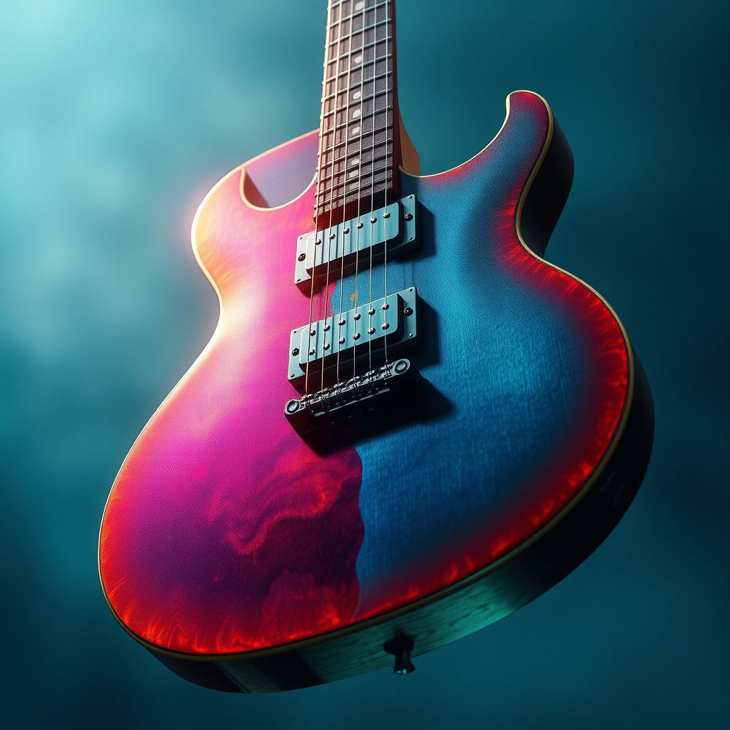 Iridescent Electric Guitar Crafted from Peacock Ore