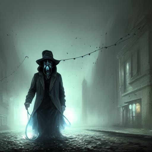 Lovecraftian Plague Doctor with Void Monsters