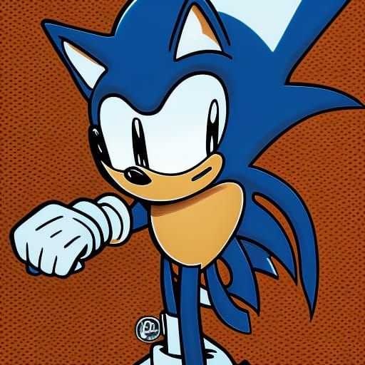 Menacing Sonic, Comic Book Style Illustration
