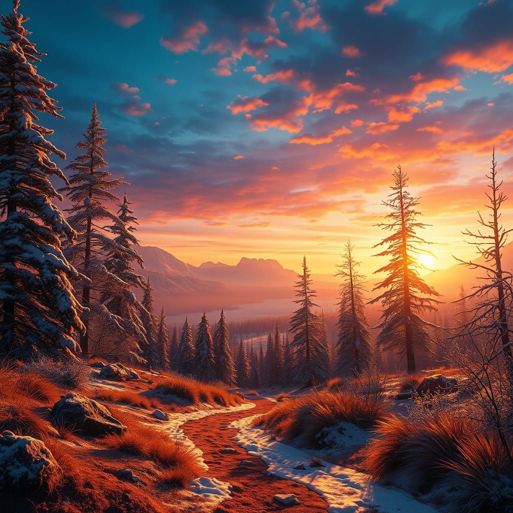 Wondrous Winter Solstice Landscape in Golden Light