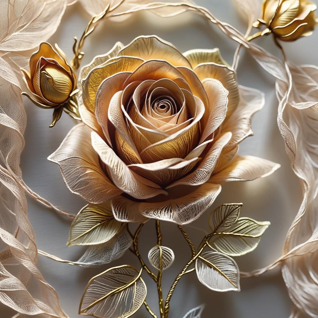 Delicate String Rose: Whimsical Fiber Art