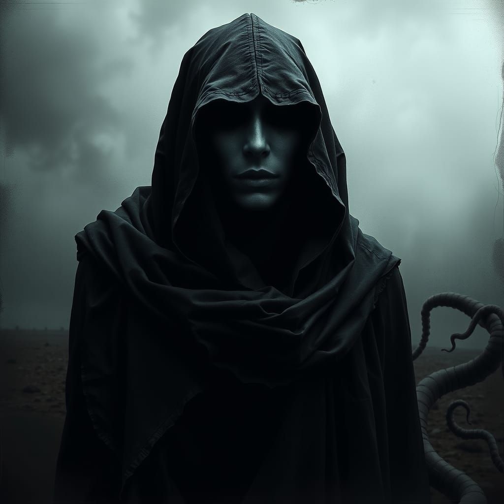 Foreboding Figure in Tattered Robes: A Digital Artwork