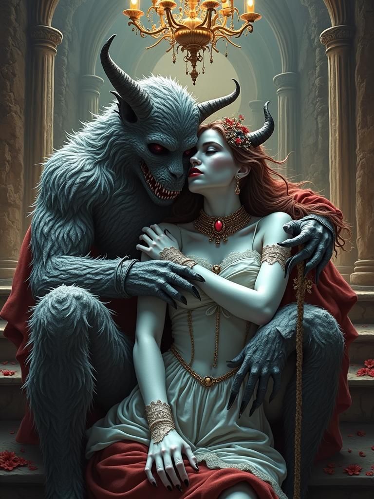 Victorian Vampire Embrace in Gothic Alleyway