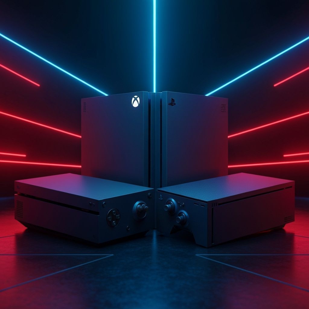 Xbox vs Playstation in Neon Cyberpunk Arena